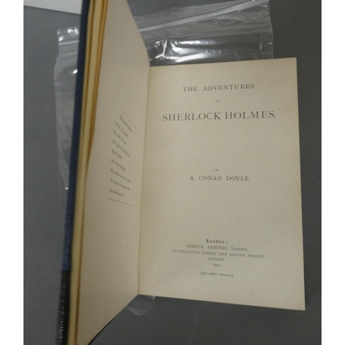 263 - CONAN DOYLE A.  The Adventures of Sherlock Holmes. Text illus. Large 8vo. Rebound half dark morocco.... 