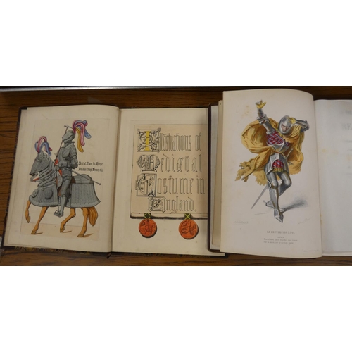 287 - DAY C. A. & DINES J. B.  Illustrations of Medieval Costume in England. Hand col. eng. frontis, t... 