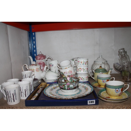 185 - Ceramics to include a part Noritake teaset, a boxed Royal Staffordshire plate and knife set, an orie... 