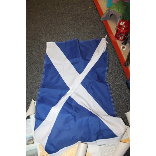 218 - Advertising golf posters, a Scotland flag, maps, etc.