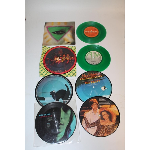 349 - Collection of singles mainly coloured and picture disc to include Klark Kent X3 on green vinyl, Snit... 