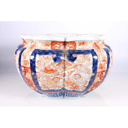 16 - Oriental Imari pattern large pumpkin bowl / jardiniere.