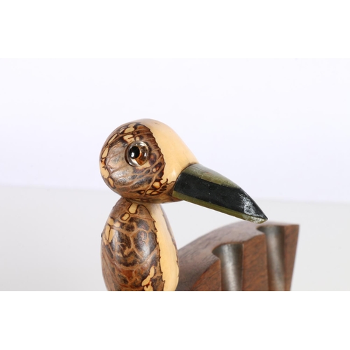 22 - Yz bird style pipe rack decorated with tagua nut bird.