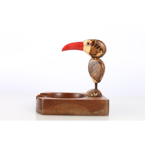 23 - Yz bird style ashtray decorated with tagua nut bird.