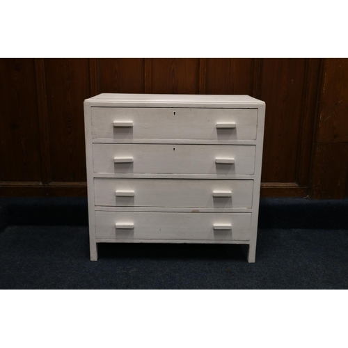 White painted chest of drawers, with 'G R Wilkinsons 1940' stamped to back.
