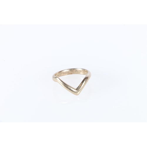 591 - 18k gold wishbone style ring by Charles Green & Son Ltd, Birmingham, size P/Q, 5.6g.