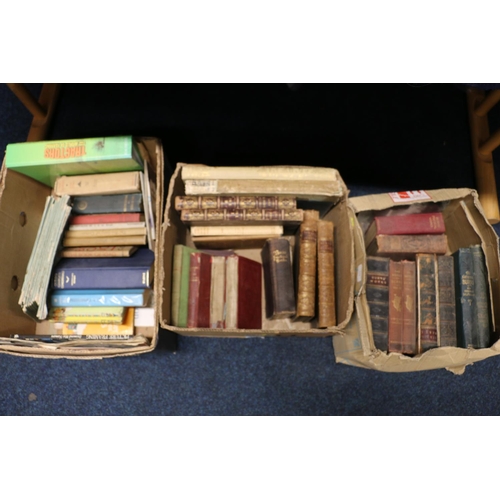 161 - Three boxes containing books, mostly works by Robert Burns, 19th and 20th century.