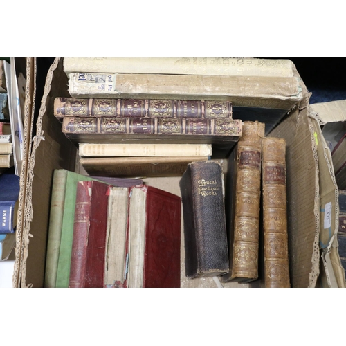 161 - Three boxes containing books, mostly works by Robert Burns, 19th and 20th century.