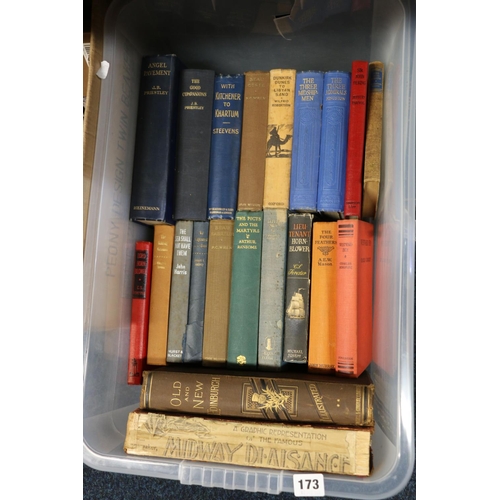 173 - Box containing books to include Old and New Edinburgh Illustrated, Angel Pavement by J B Priestley. ... 