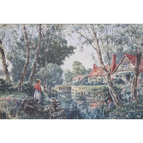 48 - Alfred J. Ternouth (British late 19th/early 20th Century School). Mill cottages - a pair. Watercolou... 