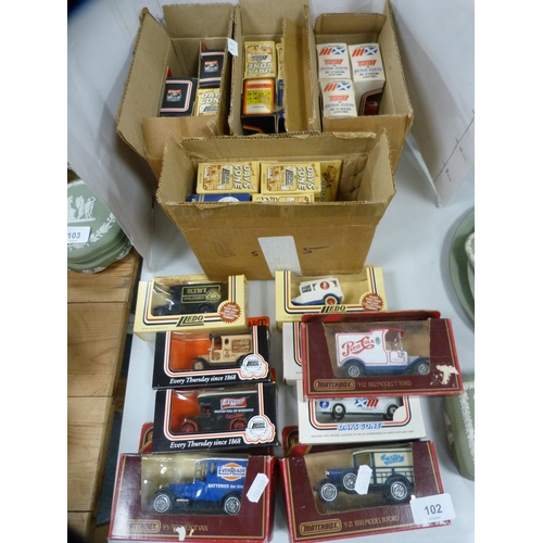 102 - Collection of model vehicles including Matchbox, Lledo, Days Gone By etc.