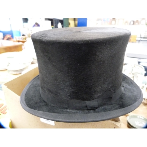 105 - Black silk top hat.