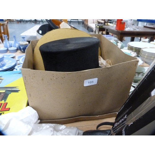 105 - Black silk top hat.