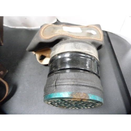 12 - Boxed gas mask and a ARP whistle by J Hudson & Co., Park Street, Hockley, Birmingham.  (2)