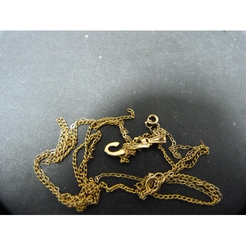 38 - 9ct gold pendant on fine chain, 9ct gold locket and a cameo pendant, gold weight 2.2g gross.