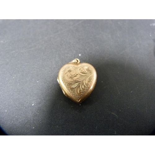 38 - 9ct gold pendant on fine chain, 9ct gold locket and a cameo pendant, gold weight 2.2g gross.