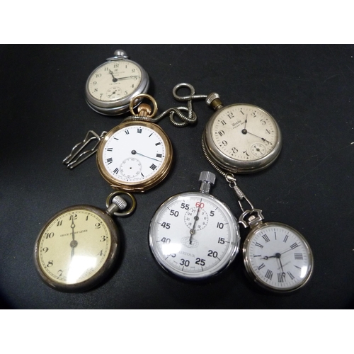 58 - Bag containing miscellaneous pocket watches to include rolled gold, Swiss made, Ingersoll, Westclox ... 