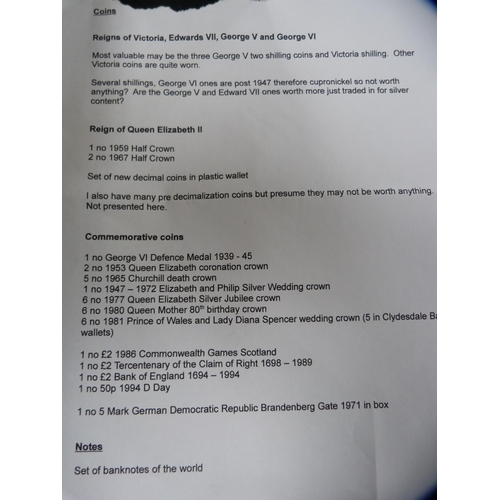 63 - Coins and banknotes to include Victorian and later coinage, half crowns, commemorative coins, George... 