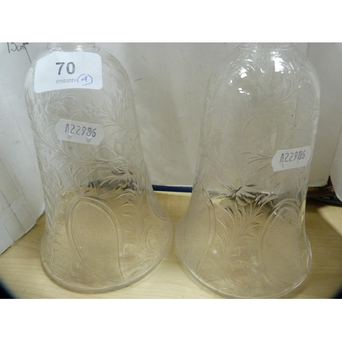 70 - Pair of Late Victorian Bells glass decanters and stoppers and another two decanters and stoppers.  (... 