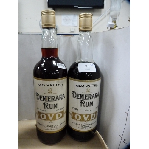 71 - Group of liqueurs to include two bottles of OVD Demerara Rum 70 proof, bottle of ruby port, apricot ... 
