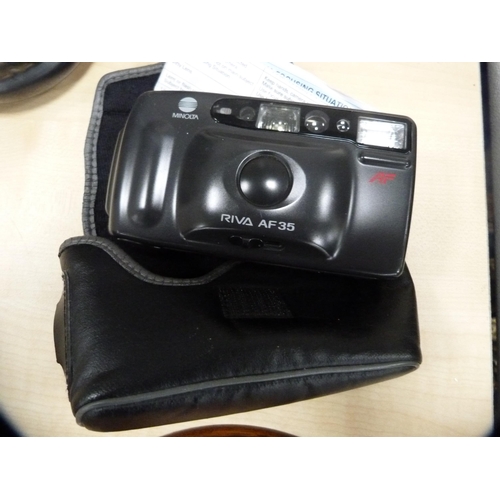 72 - EP galleried tray, beer stein, tankard and a Minolta camera.  (4)