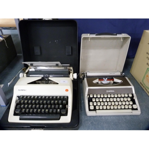 74 - Olympia typewriter, cased, and another.&nbsp; (2)