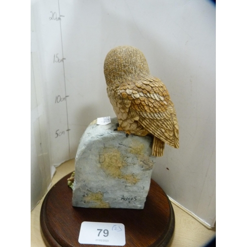 79 - Border Fine Arts group, 'Tawny Owl and Fungi' by Russell Willis, no. 48331, and another of an owl pe... 