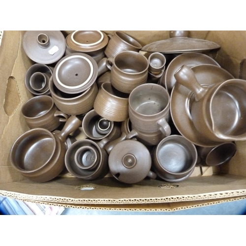 95 - Part brown glazed service.