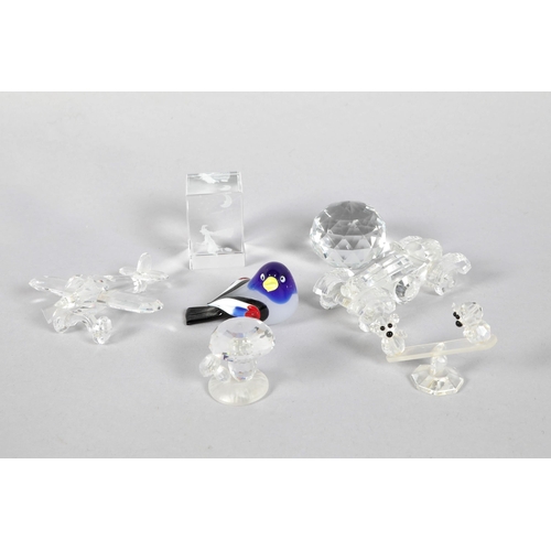 29 - Small quantity of small crystal and other glass decorative items, including racing car.