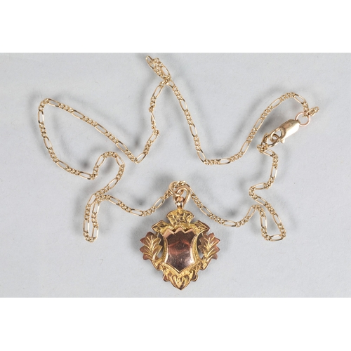 65 - 9 carat yellow gold medal on a 9 carat yellow gold chain; 6.7g gross weight