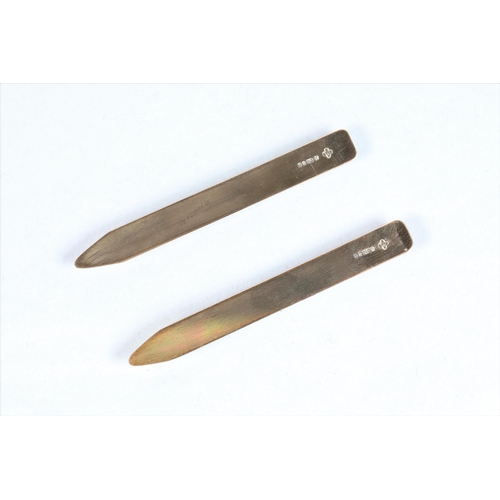 67 - Pair of 9 carat yellow gold Asprey & Co collar stiffeners; 7.8g gross weight; in fitted leather ... 