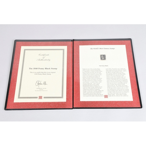 80 - Queen Victoria 1840 Penny Black stamp; in a Westminster Collection leather folder; complete with lea... 