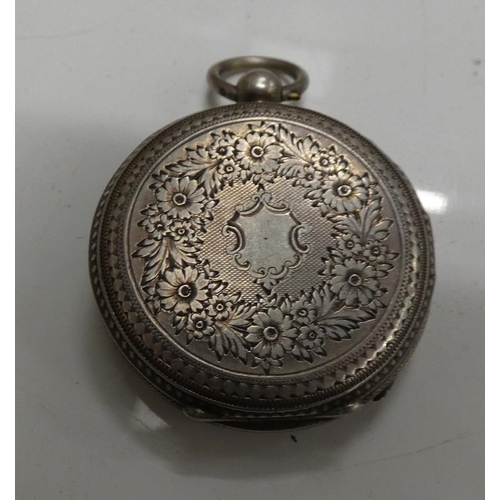 14 - Lady's silver enamelled dial fob watch