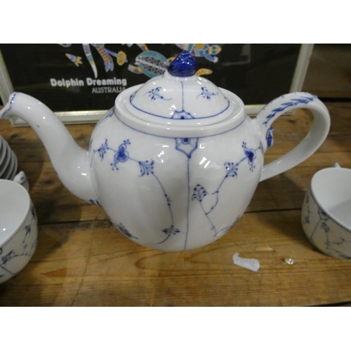 85 - Danish Bing and Grondahl blue and white part tea set.