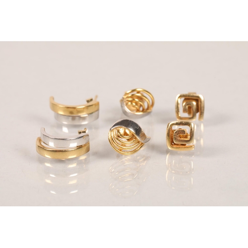 112 - Three pairs of 9 carat earrings; 3.6g gross weight