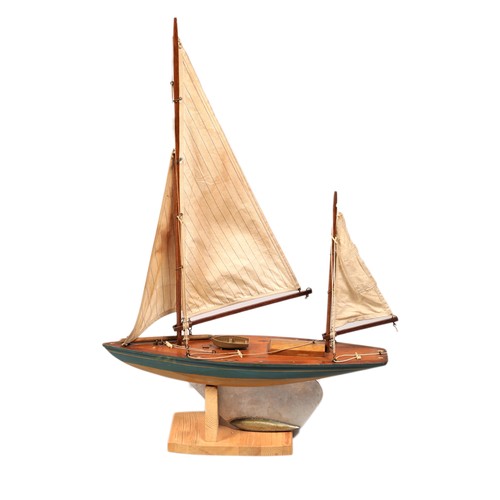 Model sailing boat on stand, 69cm tall