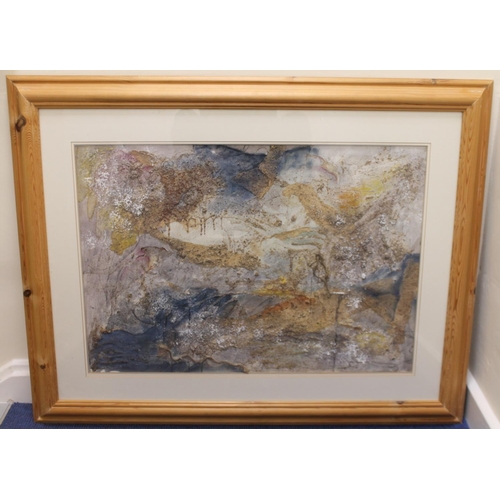 207 - Linda Frear (Contemporary Cornish).'Intuition'.Mixed media.53cm x 75cm.Inscribed on label verso.... 