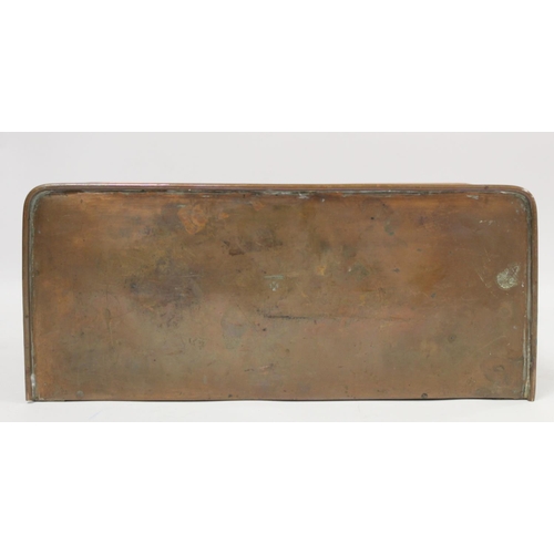 253 - Keswick School of Industrial Arts, Arts & Crafts copper letter rack of rectangular form with arc... 