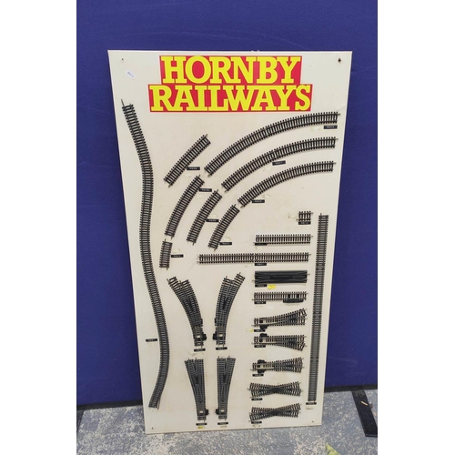 75 - Hornby Railways track display board detailing the gauges and reference numbers of each track compone... 