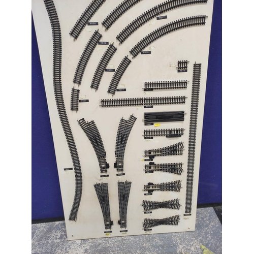 75 - Hornby Railways track display board detailing the gauges and reference numbers of each track compone... 