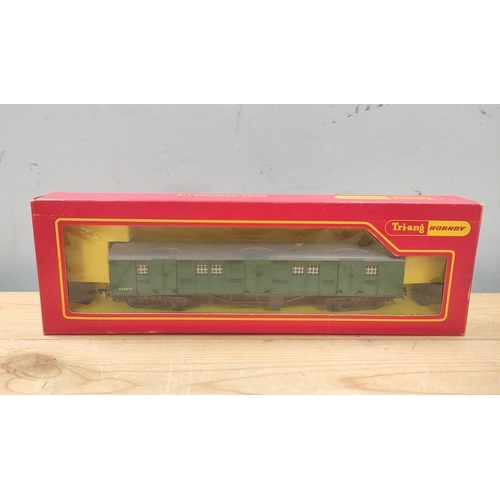 80 - Six vintage boxed Tri-ang railway models including operating Mail coach set, R402 and R55/57/58 dies... 