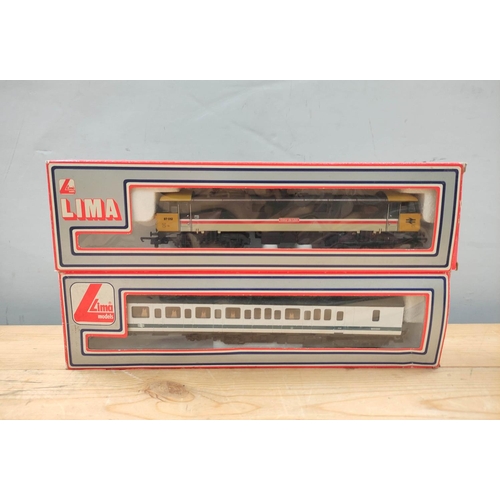 90 - Box of Lima OO gauge model railway rolling stock including Class 87 Couer de Lion 205/55 among other... 