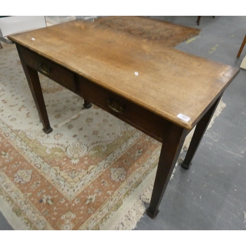 386 - Late 19th/ early 20th century oak side table with two drawers.