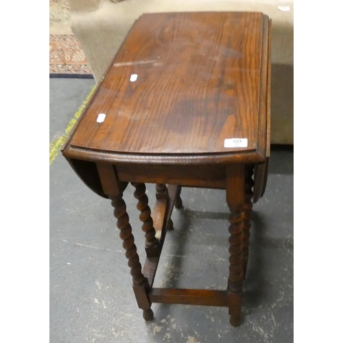 412 - Drop leaf oak barley twist table.