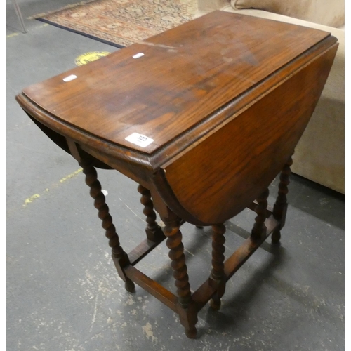 412 - Drop leaf oak barley twist table.