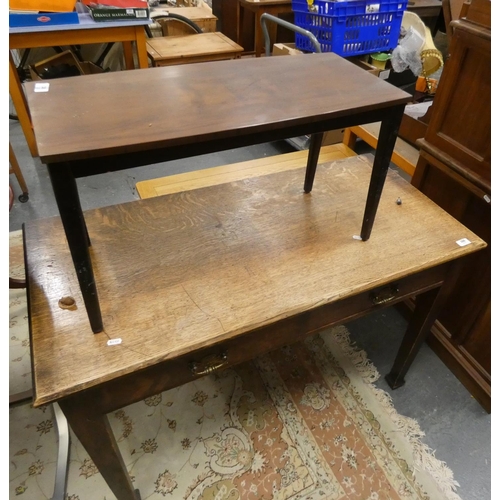 386 - Late 19th/ early 20th century oak side table with two drawers.