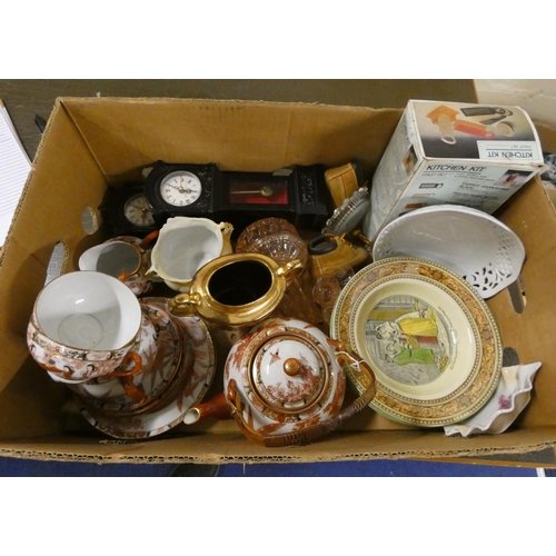 399 - Box of various items of china etc. including Japanese eggshell teaset.