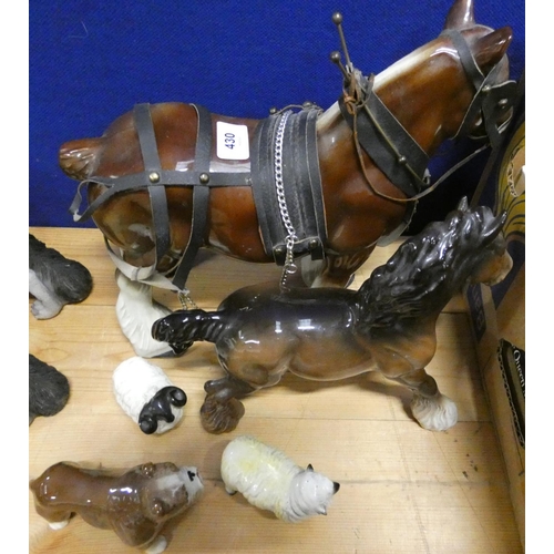 430 - Large Beswick horse and other animal figures. 