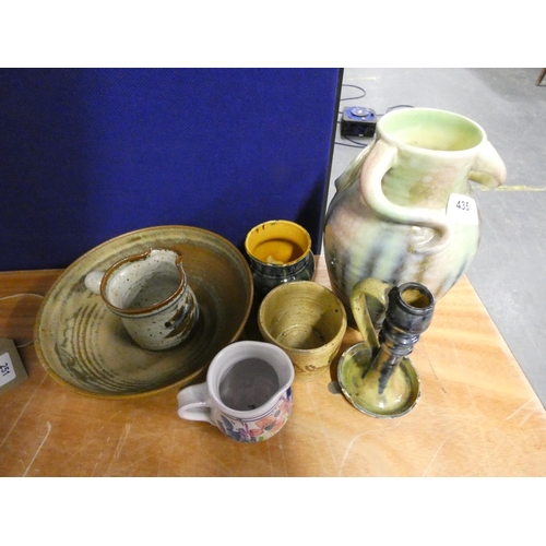 435 - Miscellaneous Studio pottery including vases and bowls.