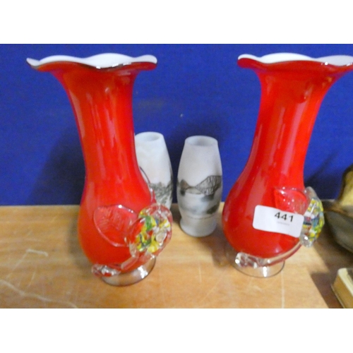 441 - Pair of Murano vases and pair of Edinburgh glass vases.